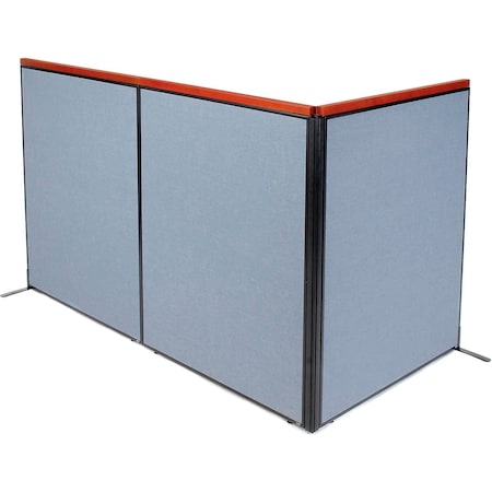 Interion By Global Industrial Interion Deluxe Freestanding 3-Panel Corner Room Divider, 48-1/4inW x 61-1/2inH Panels, Blue 695082BL